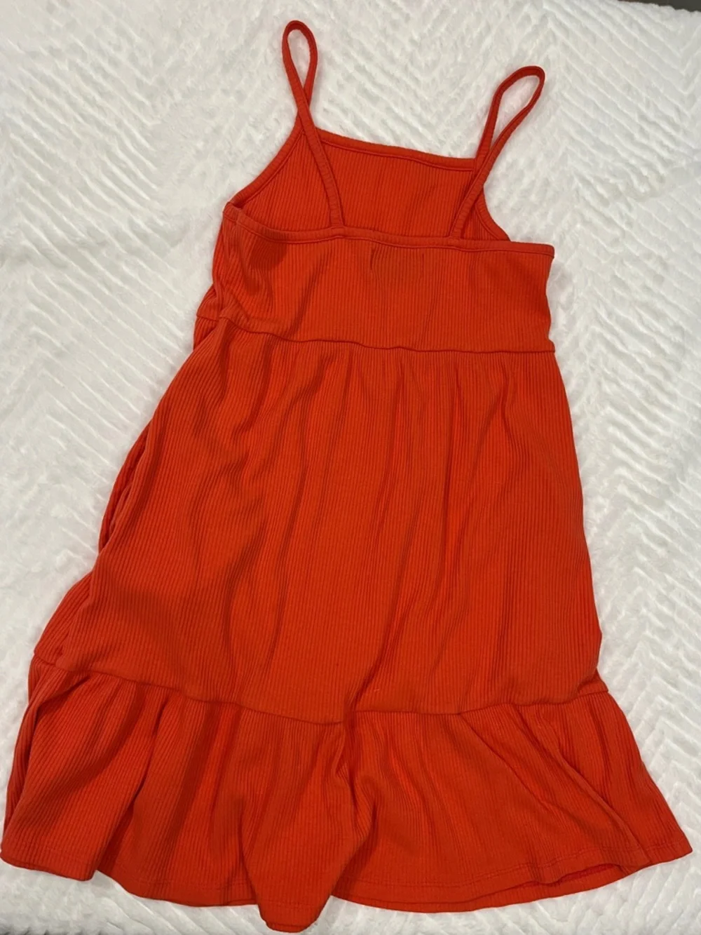 Old Navy Orange Ribbed Tank Dress‎ Ruffle Hem Girls large sundress